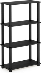 Furinno TURN-S-TUBE Storage Shelves, 4-Tier Book Shelf, Corner Shelf, Toolless Open Shelves, for Organization and Storage, Living Room, Garage, Home Office, Americano