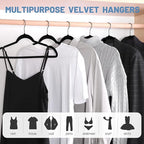 HOUSE DAY Black Velvet Hangers 120 Pack, Non Slip Felt Hanger, Slim Velvet Clothes Hangers for Suits, Shirt, Heavy Duty Coat Hanger for Closet