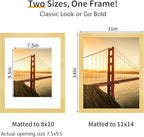 11x14 Picture Frame 3 Pack - Gold Poster Frame Display Pictures 8x10 with Mat or 11 x 14 Without Mat for Wall Hanging Horizontal and Vertical