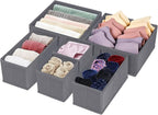 homyfort Dresser Drawer Organizer, Foldable Cloth Storage Box Closet Cube Basket Bins Containers Divider with Drawers for Underwear, Bras, Socks, Ties, Scarves, Set of 6, Grey