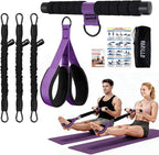 Multifunction Pedal Resistance Band with Handle, 3 Tube Adjustable 30/40/50LB Foot Pedal Puller Resistance Bands with Poster, Extended Length Tension Rope for Men Women Full Body Workout Home Gym