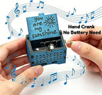 Dream Loom Wooden Music Box-You are My Sunshine, Hand Crank Vintage Engraved Musical Boxes Gifts for Birthday Christmas Valentine Mother’s Day