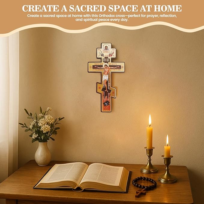 Rlcvecv Orthodox Wall Cross,Orthodox Christian Jesus Icon,Catholic Crucifix Wall Crosses for Home Decors