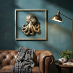 JJALIGHTS Exquisite Resin Animal Head Wall Sculpture (Gift Metal Frame) - octo Imitation Copper Vintage Decor for Living Room, Bedroom & Office | Decorative Wall Hanging Art (Octopus)