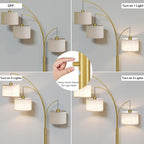 SUNMORY 3 Lights Floor Lamp for Living Room, 78" Tall Standing Lamp with Hanging Drum Shade, Modern Arc Floor Lamps with Heavy Base, Mid Century Arched Tree Floor Lamp for Bedroom, Office, Corner