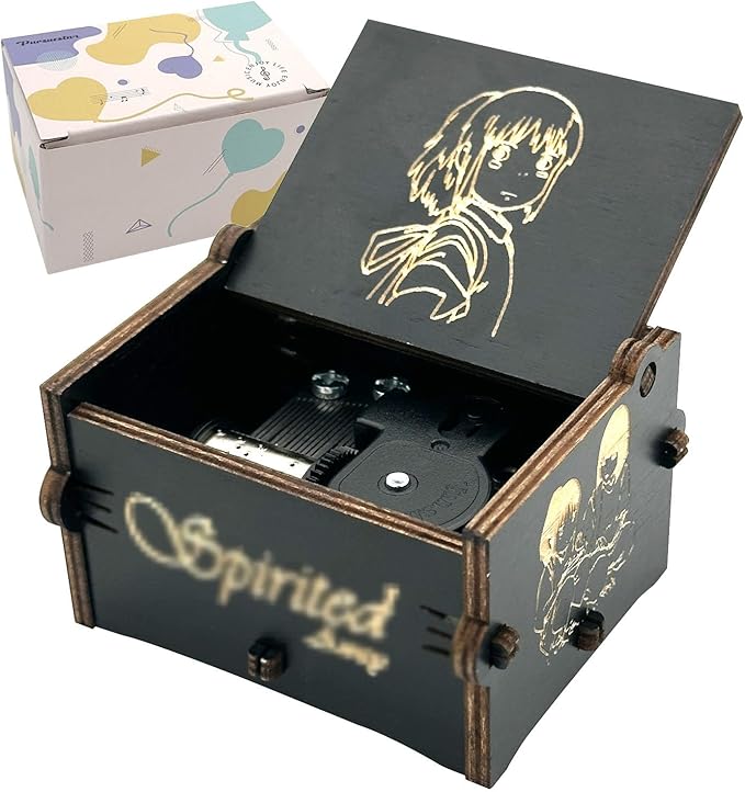 Pursuestar SpAway Always with me Wind Up Music Box, Vintage Engraved Wood Mechanism Musical Gifts for Anime Fans Mother's Day Valentine's Day Christmas Thanksgiving