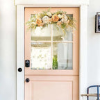 IUIBMI 29.5 inch Wedding Arch Flowers, Spring Decorative Peony Swags with Green Leaves Rustic Artificial Floral Swag Peony Door Wreath for Front Door Wedding Arch Wall Decor (D)