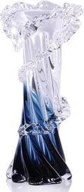 Blue White Clear Wave Vases Gradient, Murano Hand Blown Glass Vase Unique Art Decorative, for Ocean Themed Coastal Home Centerpiece Modern Office Entrance Table Creativity