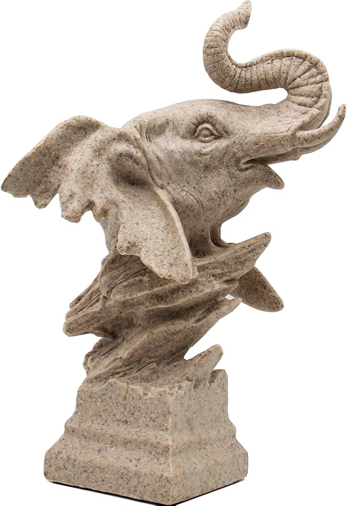 H&W Sandstone Elephant - Statue Decoration for Home/Study/Living Room, Great Collectible Figurines, Best Gift for The Man, Sandstone Color