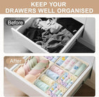 Drawer Organizer Clothes & Dresser Organizers - 12 Pack Foldable Drawer Dividers, Baby Clothes Organizer & Nursery Storage for Sock, Underwear, Bra, Belt, Closet and Dresser Drawer Organizers (Beige)