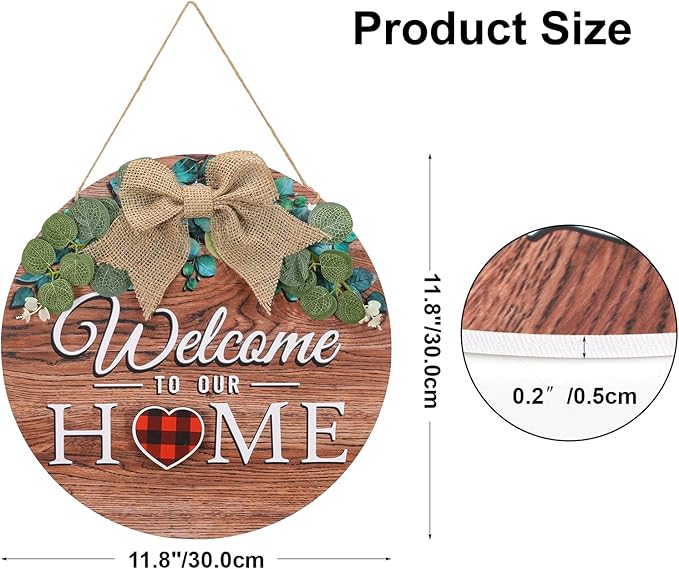 Giftgarden Welcome Home Sign for Front Door with 14 Changeable Icons, Seasonal Door Wreaths Outdoor Porch Decor, All Season Holiday Housewarming Gift