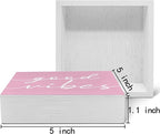 SRADMO Botanical Eucalyptus Leaves Wood Box Sign Desk Decor, Rustic Eucalyptus Leaves Wooden Block Box Sign Decoration For Home Office Shelf Table Decor (Pink)