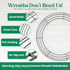 2-Pack 14 Inches Wire Wreath Frame – Round Metal Wreath Form with Ring Design for DIY Crafts, Floral Projects, and Home Decor – Dark Green Wire Frame for Christmas Holiday & Weddings