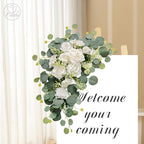 Odouzy Artificial Wedding Arch Flowers for Wedding Sign,Set of 2 for Wedding Welcome Ceremony Sign,Faux Floral Swags,Wedding, Banquet and Reception Backdrop Floral Decoration (White)