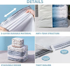 6 Pack Vacuum Storage Bags, Cube Combo (3 Jumbo+3 Medium), Vacuum Seal Bags for Clothing, Bedding, Blanket, Space Saving Closet Organization
