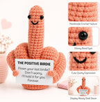 Middle Finger Crochet Doll, Funny Flip the Bird Emotional Support Gift for Adults, Sarcastic Gag Gift for Coworkers Friends, Office Desk Decor