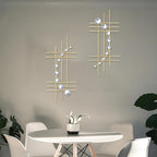ZEXUIRU 2 Pcs Abstract Metal Art for Wall Decor Living Room Bedroom Bathroom Office Metal Bling Modern Geometric Hanging Vertical Small Iron Sculpture Plaque Pack -Gold 24in