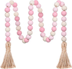 Meplait Wood Bead Garland,39in Farmhouse Beads with Tassels Boho Beads for Tiered Tray Decorative Beads Home Decor