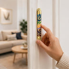 Matashi Gold Hand Painted Multi Color Enamel 6 inch Mezuzah Embellished with Hebrew Shin Home Door Wall Decor Home Décor Jewish Holiday Housewarming Present House Blessing Gift for Holiday Festival