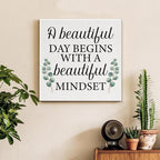 Motivational Eucalyptus Wall Art Decor, Inspirational Green Botanical Pictures Positive Quotes Canvas Painting Posters for Office Living Room Bedroom Decoration (8 X 8 Inches, Framed)