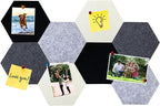 8Pcs Hexagon Felt Cork Board Tiles, Self Adhesive DIY Bulletin Board Pin Board for Office School Home Wall Decor Stickers Memos Photos Display (Gradual Grey)