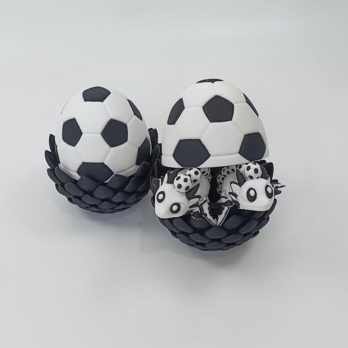 Enchanted 3D Egg with Miniature Inside - Handcrafted Printed Collectible | Fantasy Decor & Gift (Soccer Dragon & Egg (Box))