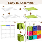 9 Cube Storage Organizer with Shelf Back to School Boxes 11 Inch Toy Storage Bins Closet Organizers Drawers Fabric Dresser for Playroom Books Bedroom Dorm Kitchen (Multicolor)