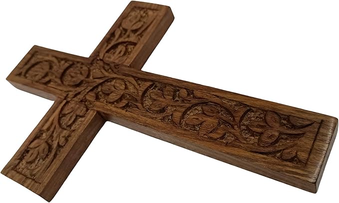 IBLAY Wall Mounted Wall Hanging Wooden Christ Cross Crucifix Catholic Rosewood Crucifix for Home, Church and Chapel Decoration (Style-1) (6 X 4)