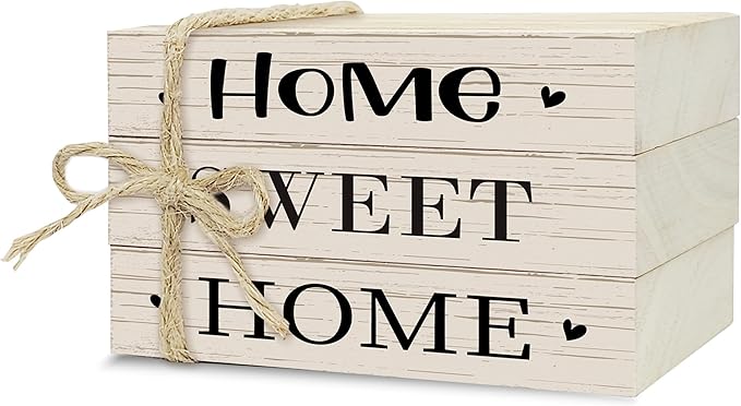 Mini Decorative Books For Home Decor, Small Wood Book Stack For Table Decor, Home Sweet Home decoration Books For Living Room Bookshelf, Farmhouse Stacked Books decoration（L52)