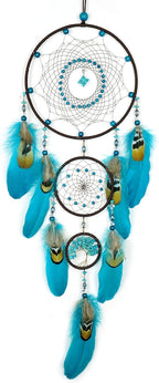 Large Dream Catchers for Bedroom,Dream Catchers for Adults, Dream Catcher Wall Hangings,Boho Dream Catcher Wall Decor Turquoise Handmade Hanging Ornament Home Decoration Party Blessing Festival Gift