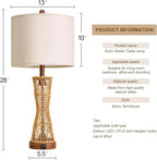 OYEARS 27" Table Lamps Set of 2 with Rattan & Dual Lights, Boho Lamps for Nightstands, Bedside Lamps for Bedroom, Nightstand Lamp for Living Room, Farmhouse Table Lamp for Office & Study