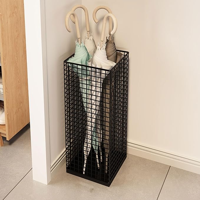 Umbrella Holder, Iron Metal Entryway Storage Rack, Indoor Stand with Hollow Mesh Design for Porch, Office, Home, Umbrellas, Rain Gear & Walking Sticks