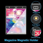2-Pack Magazine Book Magnetic Holder - One Touch Magazine Magnetic Frame, Magazine Book Display Holders, UV Protection Comic Book Display Case, Clear Wall Mountable Protective Display Holder