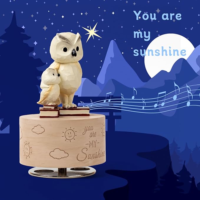 Owl Music Box Figurine, Sculpted Hand-Painted Musical Figure Gifts, for Birthday Mothers Day Anniversary, Play You are My Sunshine