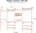 ONBRILL H4 Wall Mounted Closet System, Expandable Industrial Pipe Clothes Rack Clothing Rack for Hanging Clothes, Heavy Duty Closet Organizers and Storage in Wardrobe Closet