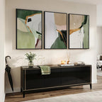 Large Framed Green and Beige Abstract Wall Art for Living Room, 3 Piece Modern Canvas Prints Paintings, Abstract Color Block Pictures for Living Room Dining Bedroom Hallway Office Wall Decor 24x36 In