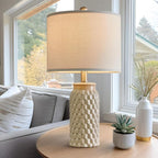 USumkky 20.5" Ceramic Table Lamps Set of 2 - Modern Farmhouse & Boho Style, Bedside Nightstand Lamps for Bedroom, Living Room End Table Lamps, Small Desk Lamp(Cream)