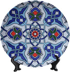 Turkish Decorative Plate Stand, 6 Inch, MidnightBlue Round Display Plate, Decorative Plates with Stand, for Kitchen Living Room Office Countertop Decor