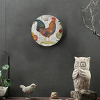 Rooster Decorative Ceramic Plates, 8 Inch, Crown Chicken In Flowers Round Display Plate, Decorative Plates with Stand, for Home Kitchen Bedroom Decorative Ornaments