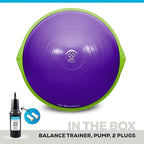 Bosu Balance Ball Exercise Trainer, Home Gym Equipment w/ Guided Workouts & Pump, 26", Blue - Inflatable Fitness Platform for Strength Training, Standing, Balancing, and Core Workout