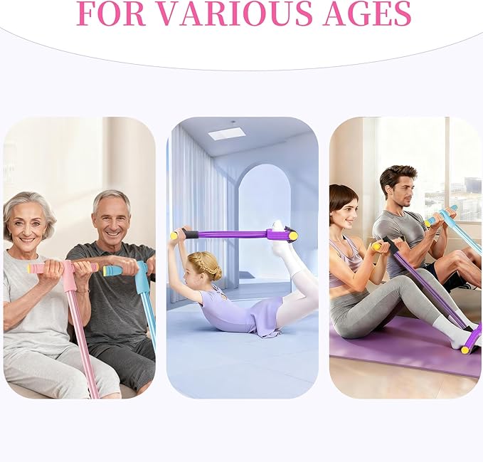 Pedal Resistance Bands with Handles, Upgrade 6-Tubes Manual Tension Training Pedal, Natural Rubber Foot Pedal Resistance Bands, Multifunction Fitness Bands for Abdomen, Waist, Arm, Leg