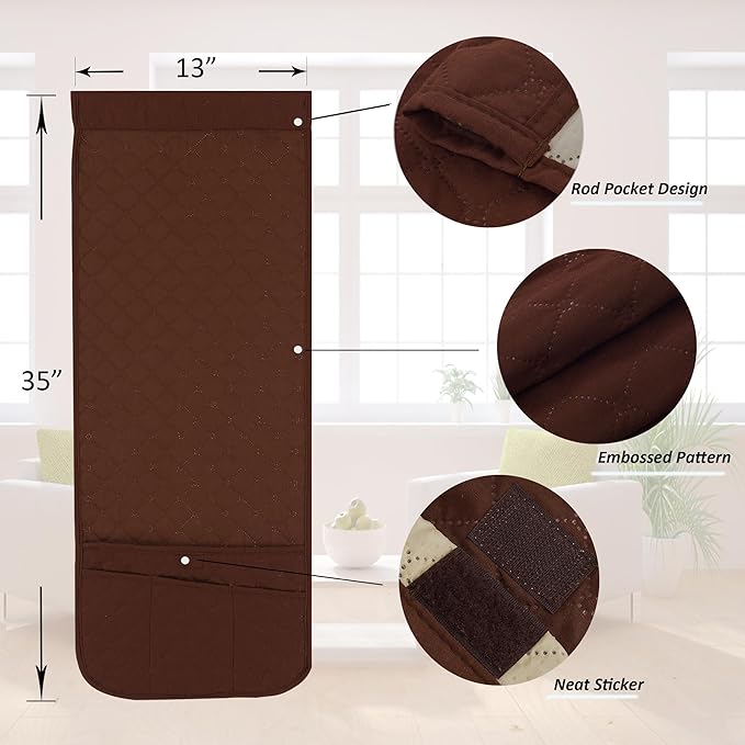 Armchair Caddy for Couch Remote Control Holder Premium Durable Non-slip Sofa Armset Organizer Caddy Storage for Recliner Couch 4 Pocket for Cell Phone Magazine 35"x13" Chocolate 1 Piece