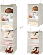 GRANNY SAYS 6-Shelf Hanging Closet Shelves, Separable to 2 Pack 3-Shelf Closet Shelves Organizer, Hanging Organizers and Storage for Living Room, Beige