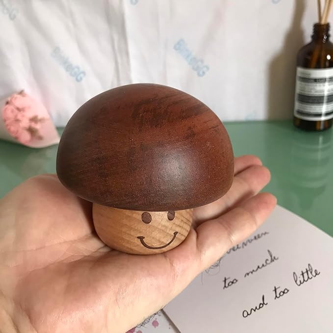 BinkeGG Play (La Vie En Rose) Walnut Mushroom Shaped Clockwork Music Box with Sankyo Musical Movement (65 Tunes Option)