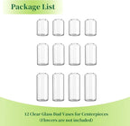 Glass Bud Vases for Flowers - Hewory Blown Modern Small Glass Vases for Centerpieces Set of 12, Mini Clear Bulk Flower Vases for Wedding Party Events Home Decor Floral Arrangement (Not Include Flower)