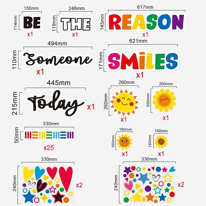 Classroom Bulletin Board Decoration Set Welcome Banner Wall Door Decor Colorful Classroom Decorations for Kindergarten Preschool Elementary Middle School(Be The Reason Someone Smile Today)