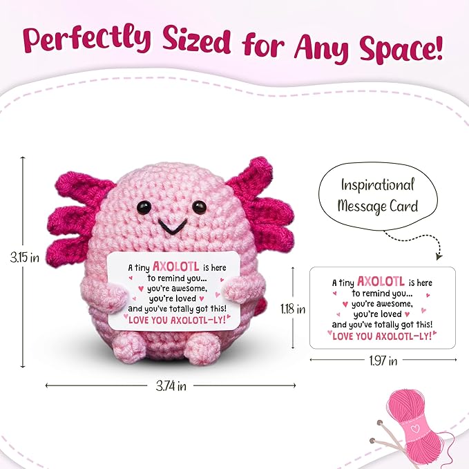 OASSIE Kindergarten Graduation Gifts for Kids - Positive Crochet Animals Axolotl - 6 7 8 9 10 11 12 Years Old Inspirational Birthday Preschool Teen Girl Gifts Trendy Stuff for Kids Teens