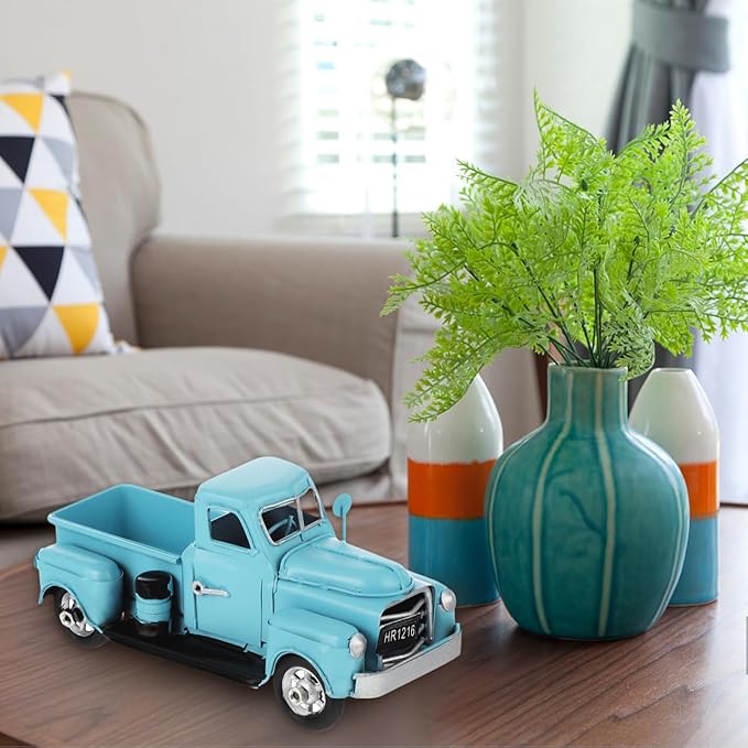 Cabilock Antique Car Model Toy Vintage Iron Pickup Truck Decoration for Home Office Desktop Accent Collectible Vehicle 6.49X2.95X2.75In