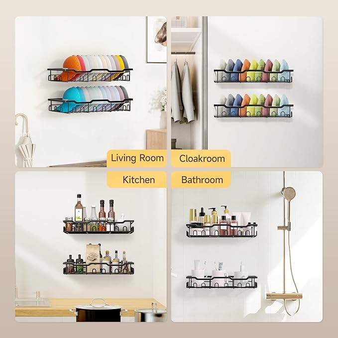 Nicetree Hat Racks for Baseball Caps Wall - Metal Hat Organizer for 48 Baseball Caps Holder, 2 Pack Hat Storage Organizer for Closet, Bedroom, Living Room Black