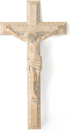 BC Catholic Crucifix Wall Cross, 12" H Jesus Christ Home Decor for Easter, Religious Devout Gift, Wood Carve Looking, Hand Painted by Buildclassic
